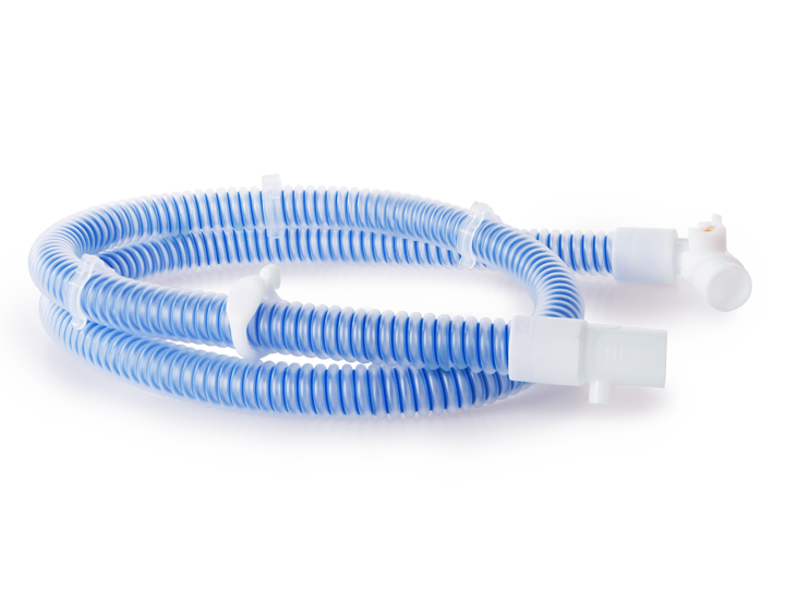 Coiled F&P AirSpiral™ 2-in-1 blue breathing circuit 