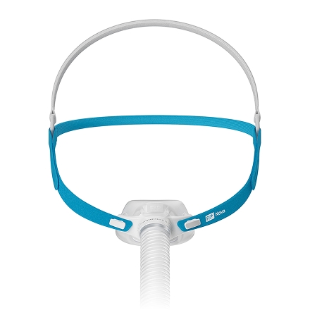 Product image of the F&P Nova Micro nasal pillows mask with headgear