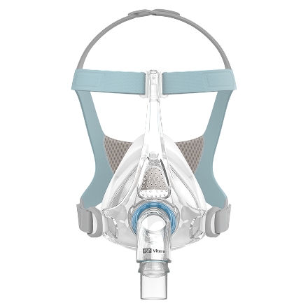Product image of the F&P Vitera full-face over-the-nose mask with headgear