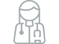 Icône représentant un professionnel de la santé qui porte un stéthoscope.