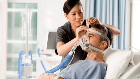 F&P 950 Humidifier being used for NIV patient
