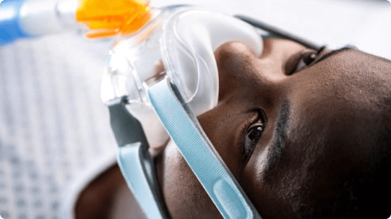 Patient wearing Visairo mask