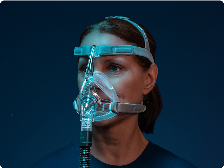 Patient wearing an F&P Vitera mask