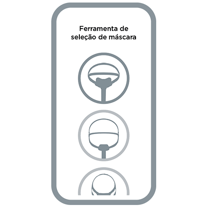 Celular exibindo a ferramenta de seleção do myMask