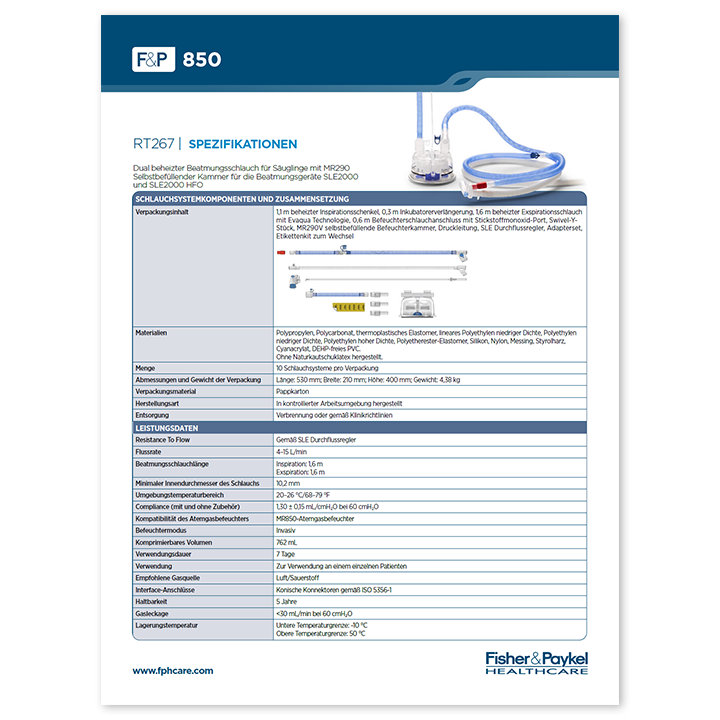 Miniaturansicht „RT267 Evaqua&nbsp;2 Schlauchsystem für Säuglinge&nbsp;– Spezifikationsblatt“